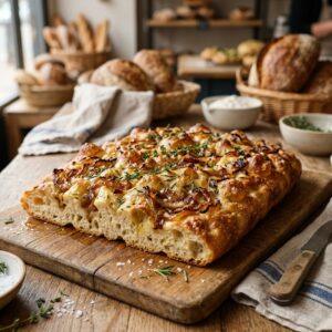 Focaccia com Cebola Caramelizada